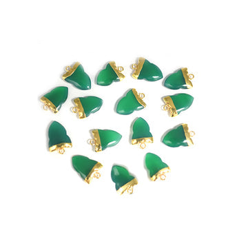 Green Onyx Shark Tooth Shape Gold Electroplated Pendant