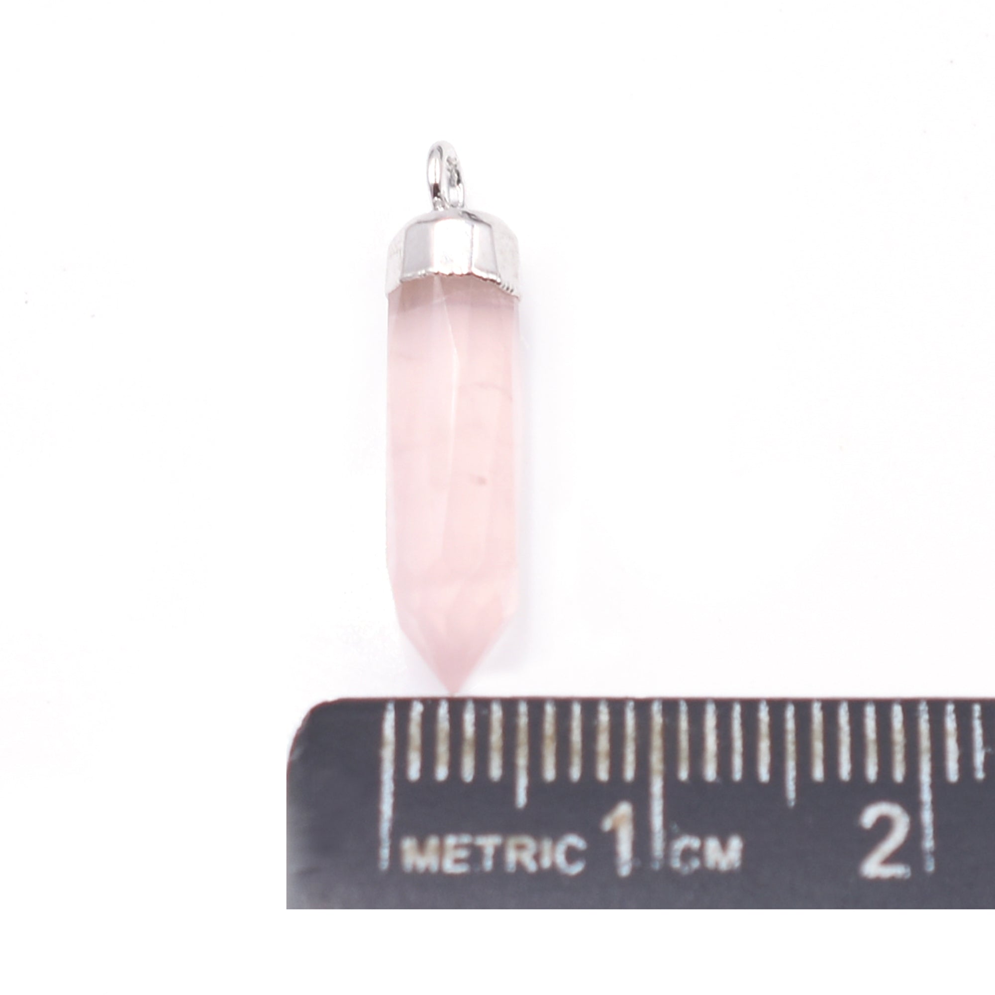 Handmade Rose Quartz Crystal Pendant in Bullet Style