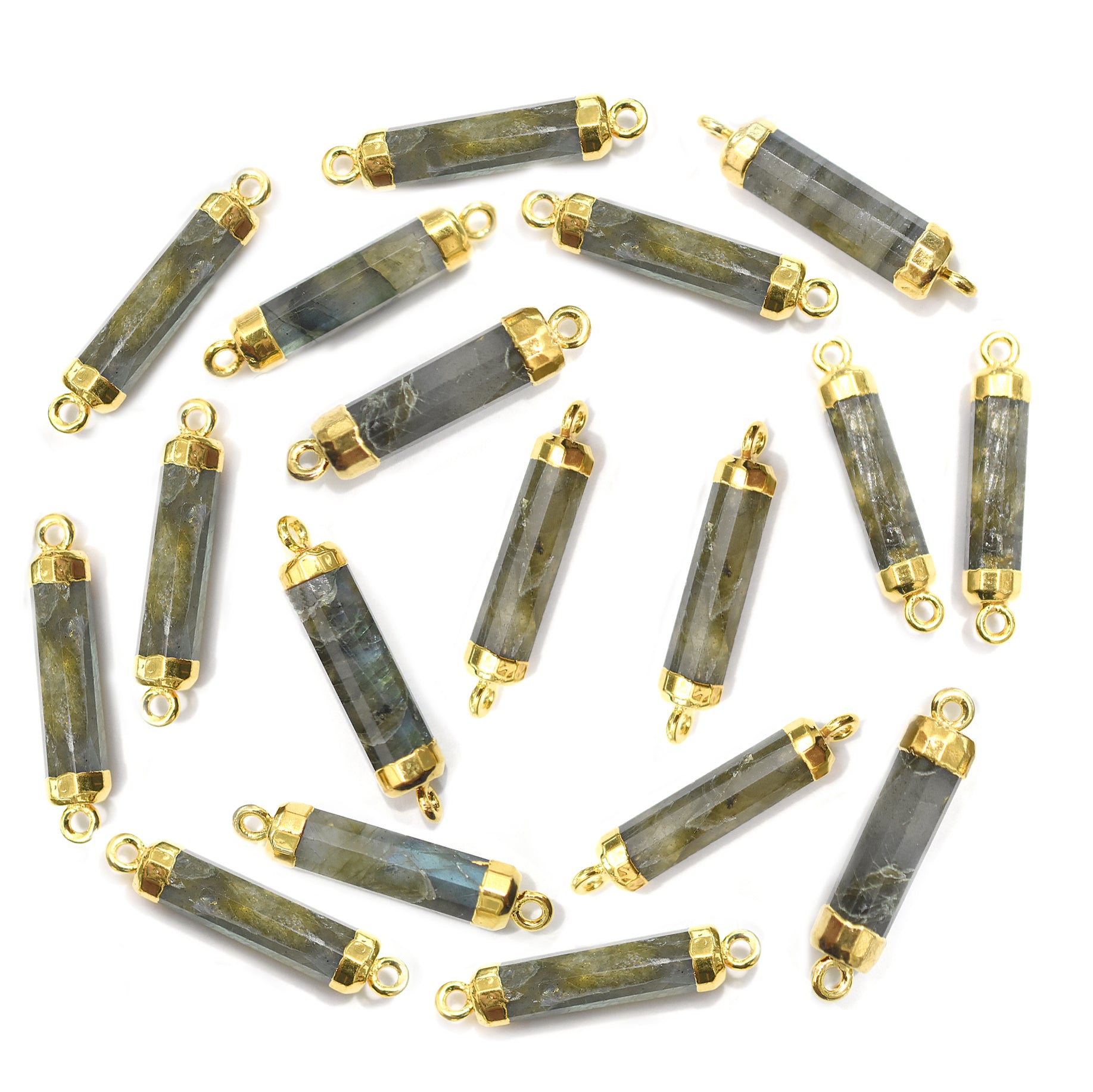 Handmade labradorite barrel connector