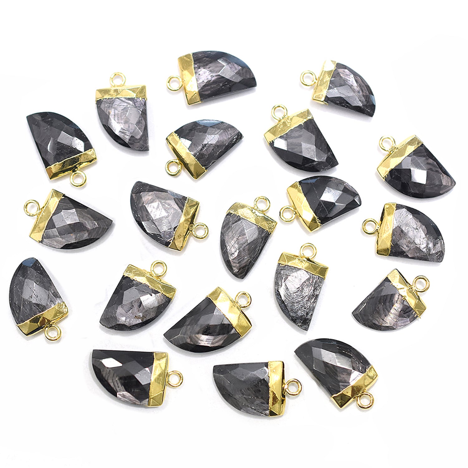 Hypersthene horn gold pendant for jewelry making
