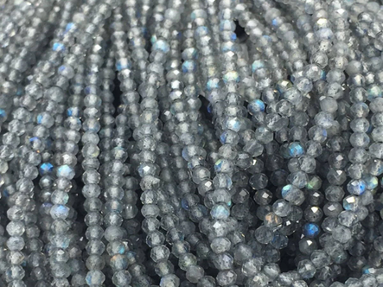 Labradorite Faceted Button Shape Beads Strand
