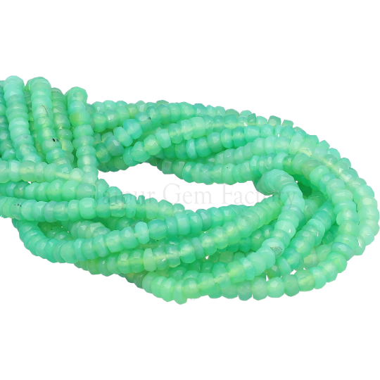 Chrysoprase Chalcedony Faceted Button Shape Beads Strand