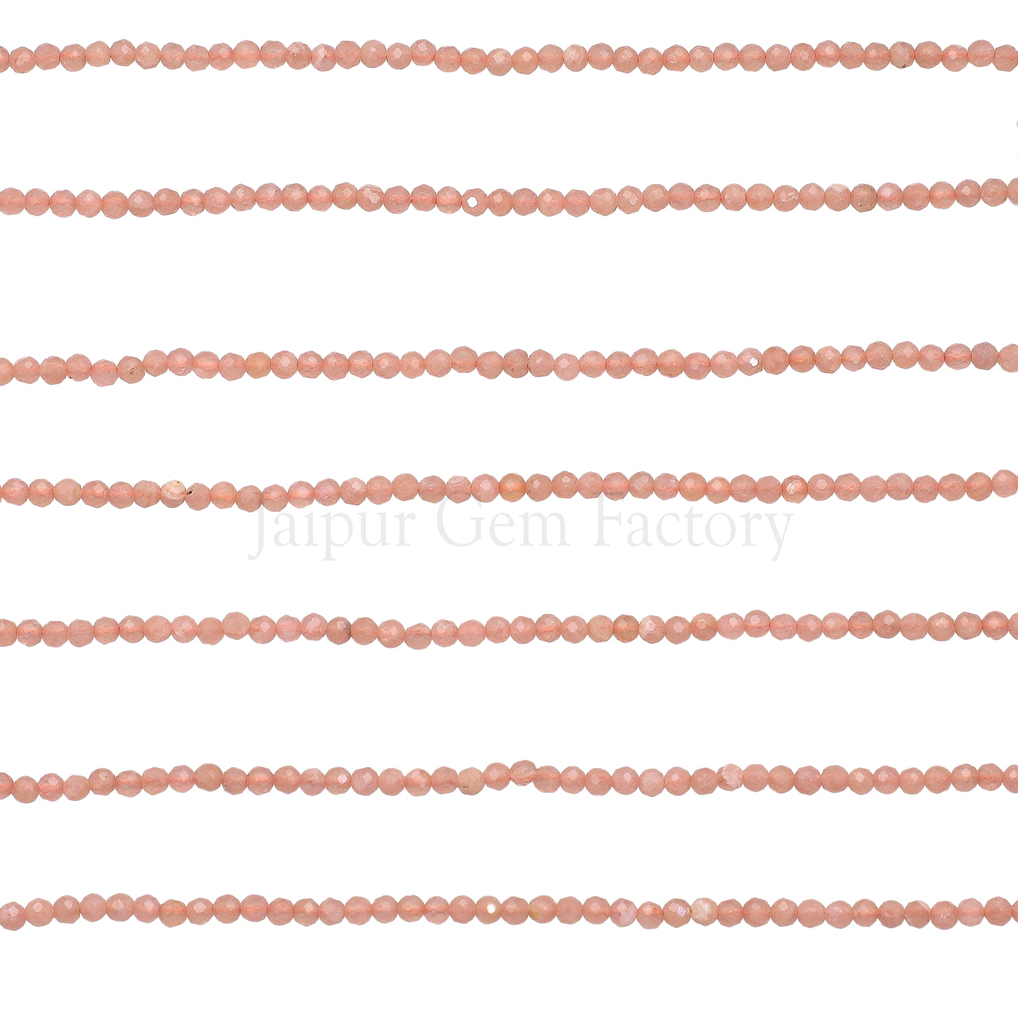 2-2.5 MM Peach Moonstone Faceted Round Beads