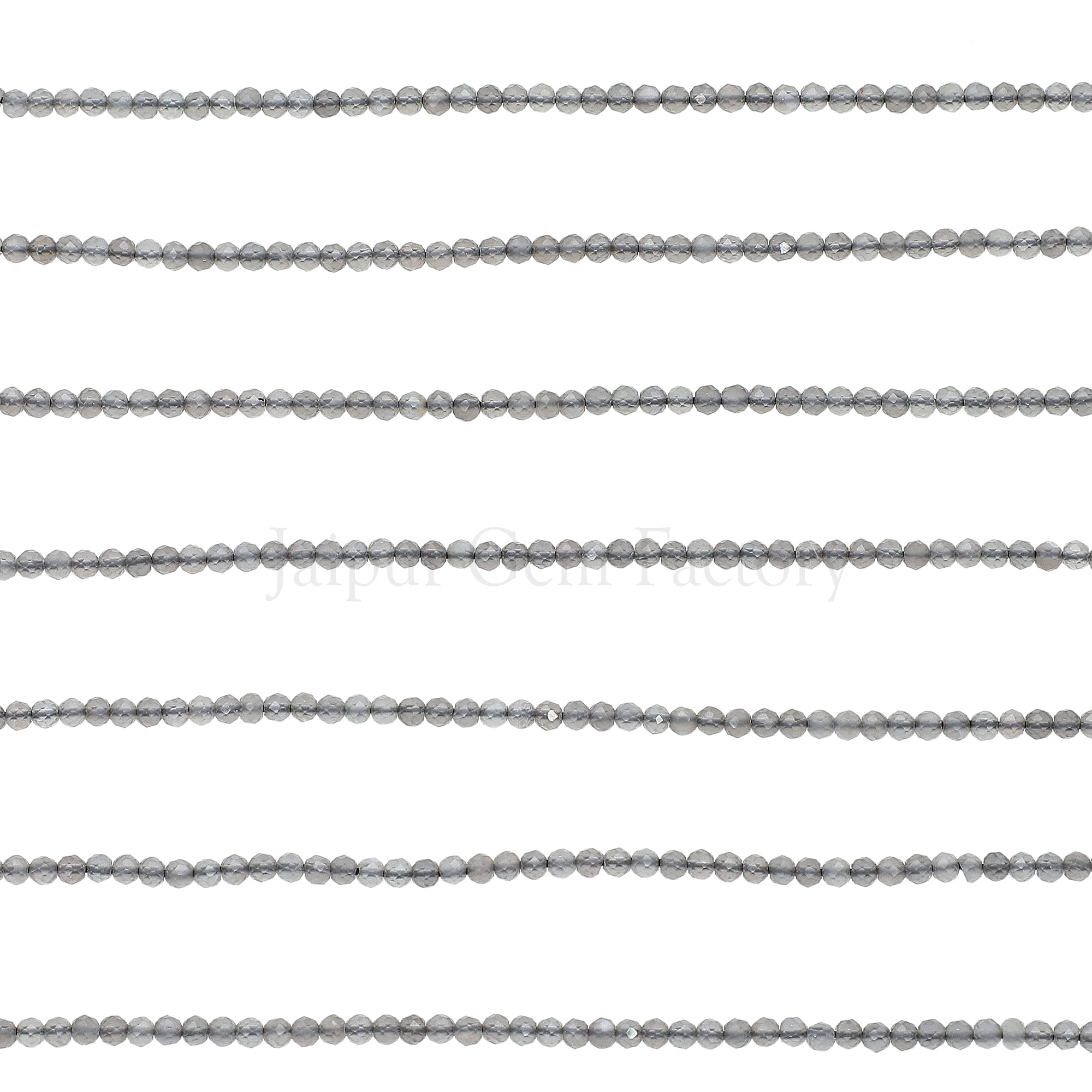 2-2.5 MM Gray Moonstone Faceted Round Beads