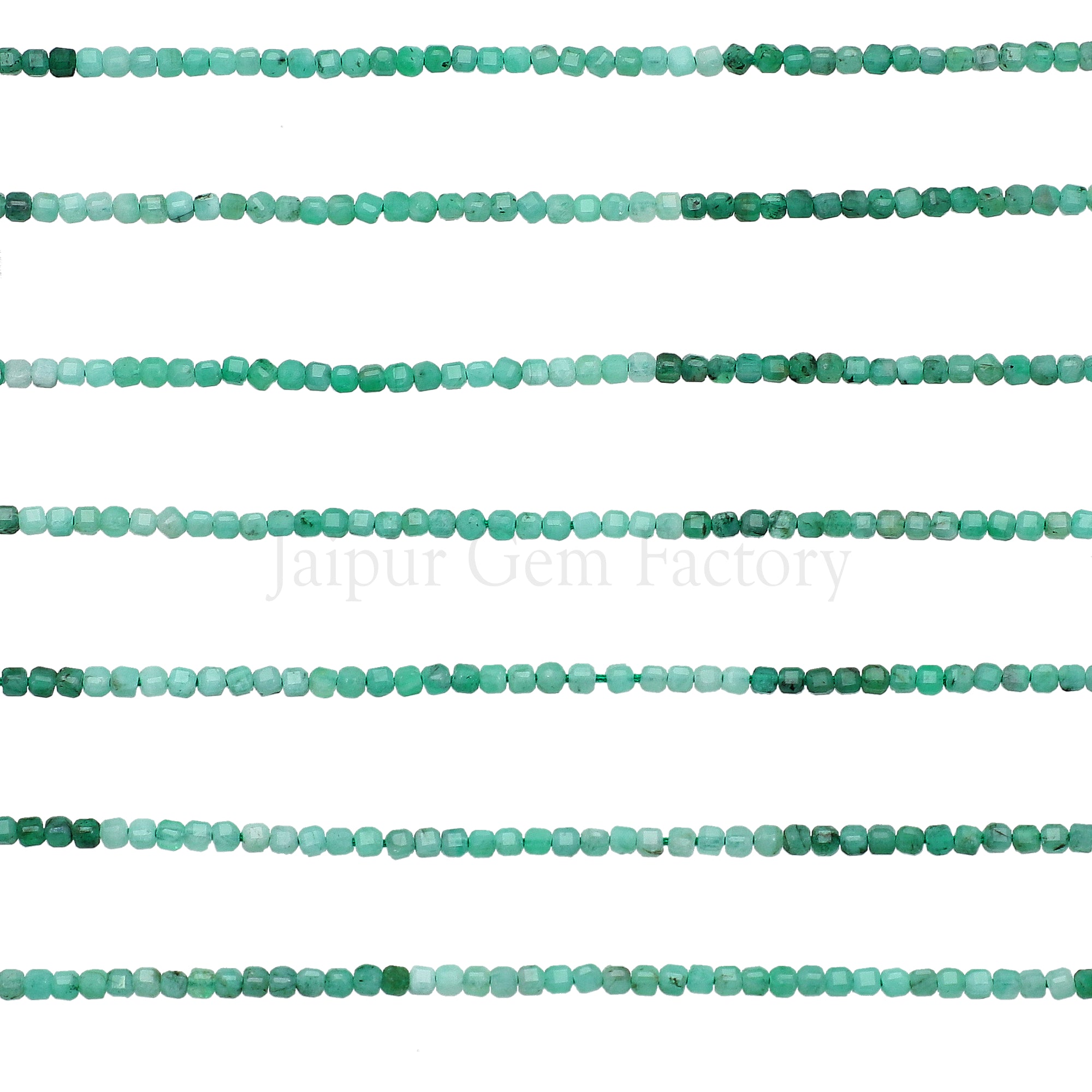 2.3-2.5 MM Raw Emerald Faceted Box Beads