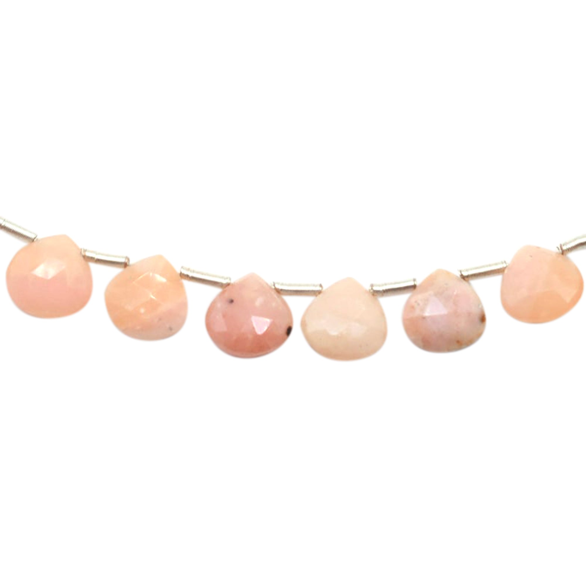 8 To 9 MM Pink Opal Faceted Heart Shape Beads Strand