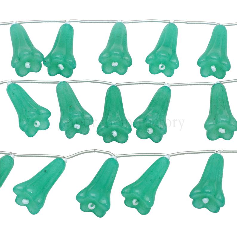 20x12 To 21x12 MM Green Aventurine Fancy Flower Shape Beads Strand