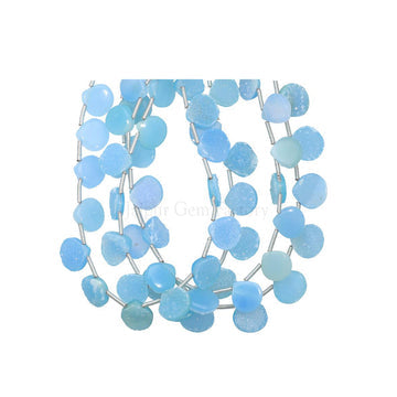 8 To 9 MM Blue Druzy Heart Shape Beads Strand