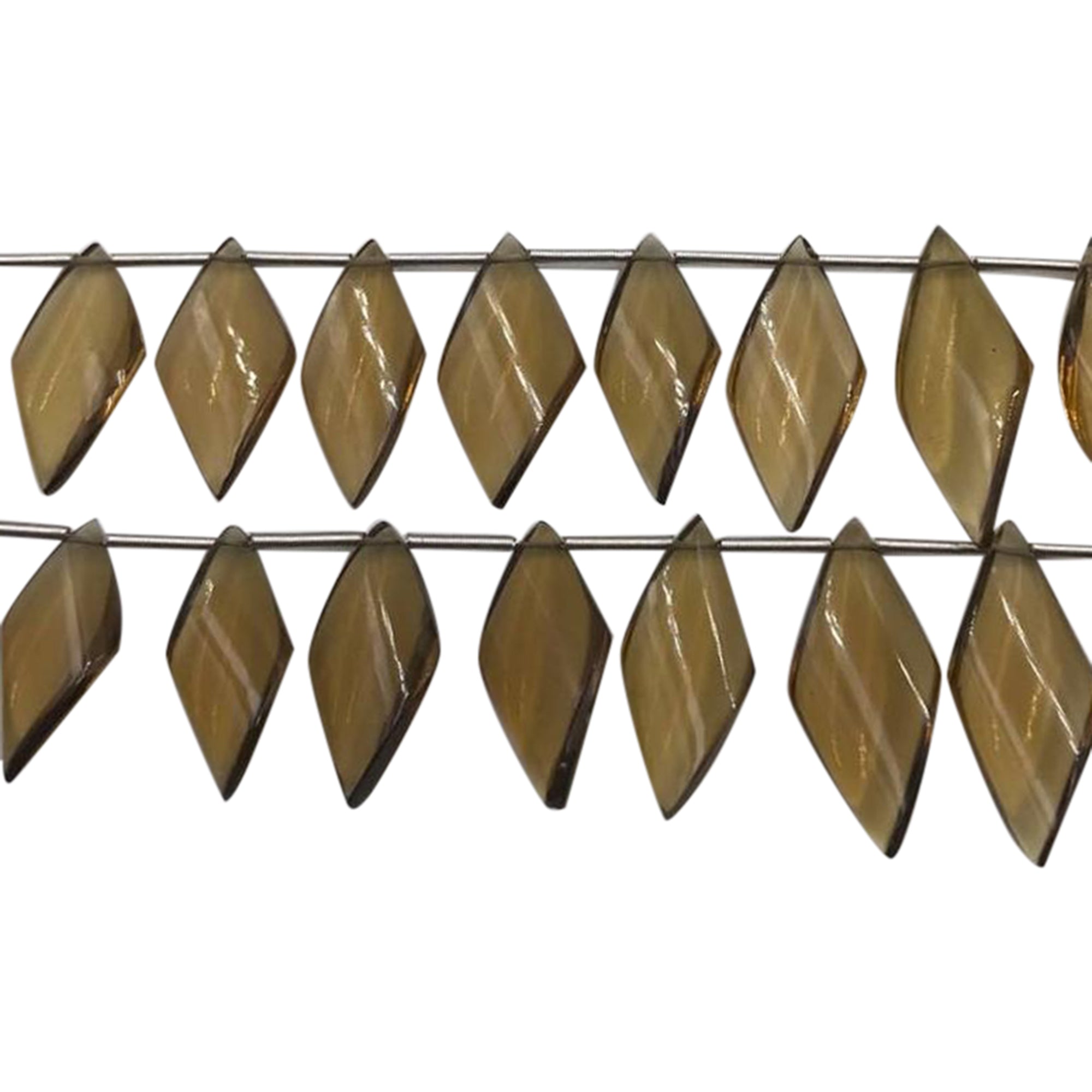 15x8 To 21x10 MM Cognac Quartz / Whisky Quartz Smooth Diamond Shape Beads Strand