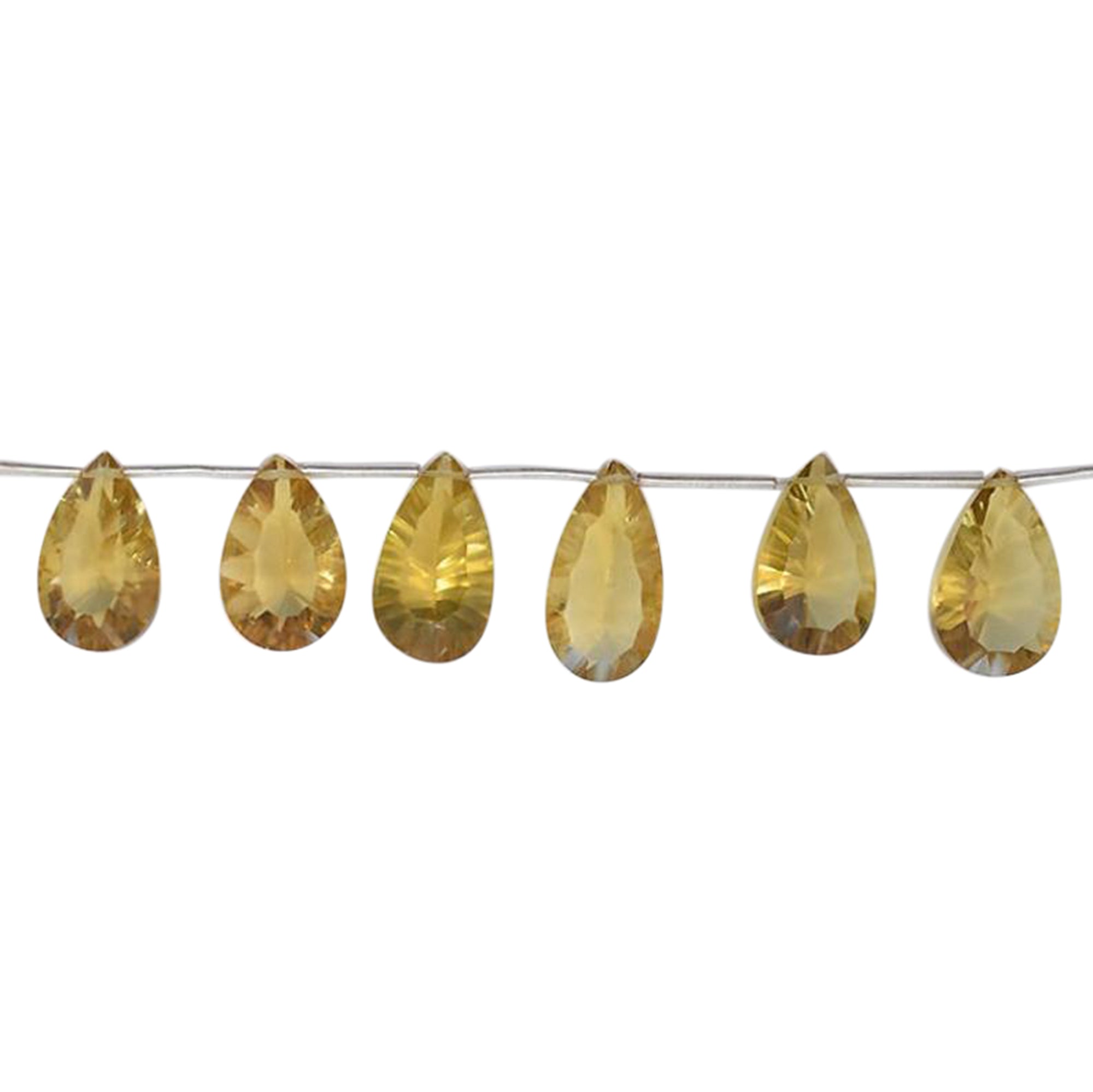 14x10 To 16x11 MM Honey Quartz Concave Cut Pear Shape Beads Strand