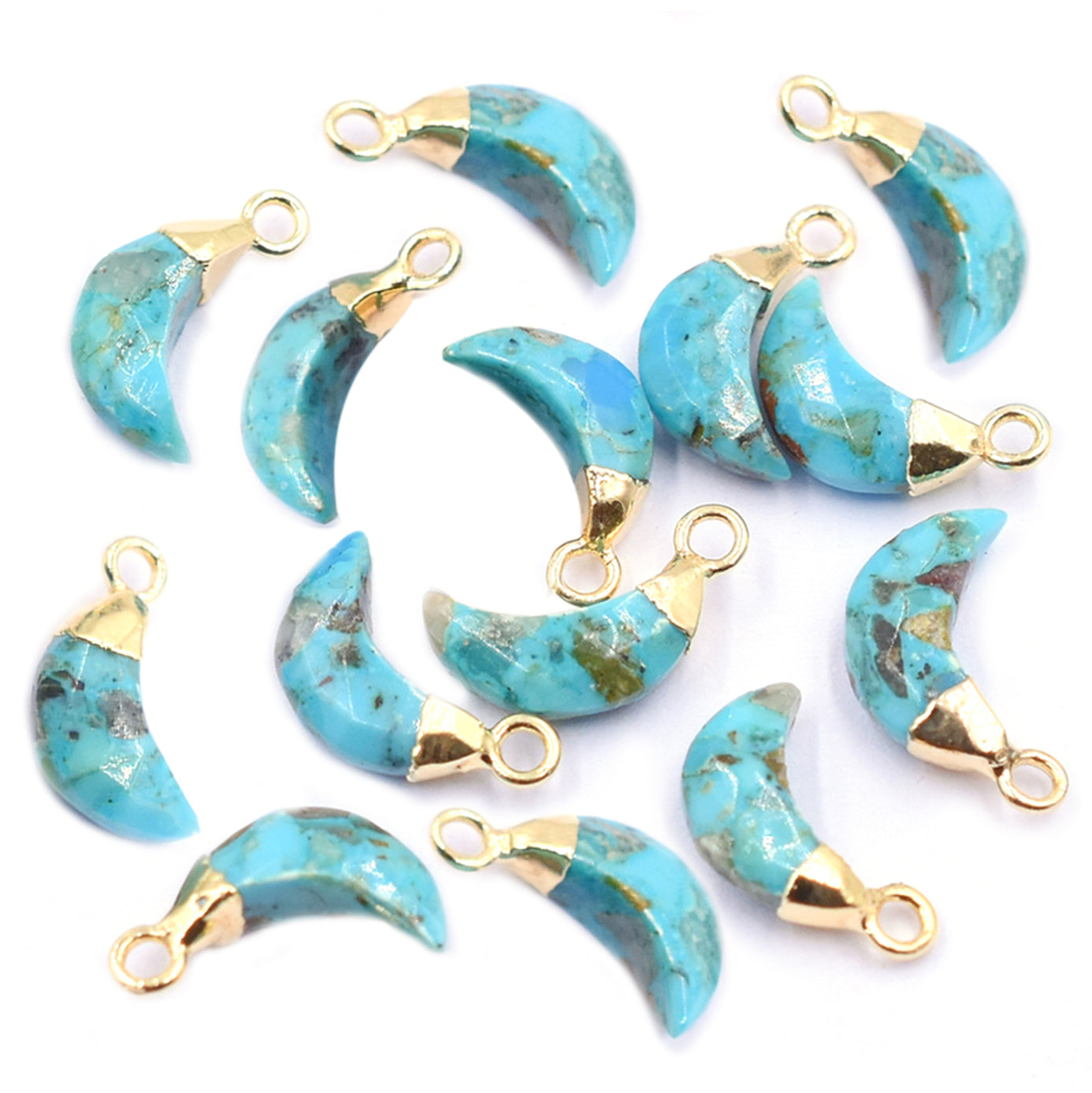 Turquoise Gold Moon Pendant