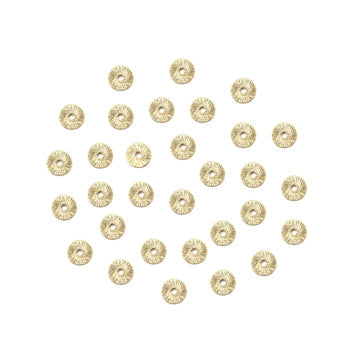 6mm Flat Wavy Disc Brushed Matte Finish Beads Gold Plated Brass