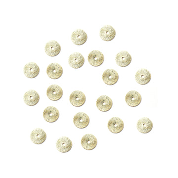 8mm Flat Wavy Disc Brushed Matte Finish Beads Gold Plated Brass