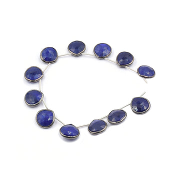 Lapis lazuli heart gemstone in black silver plated bezel