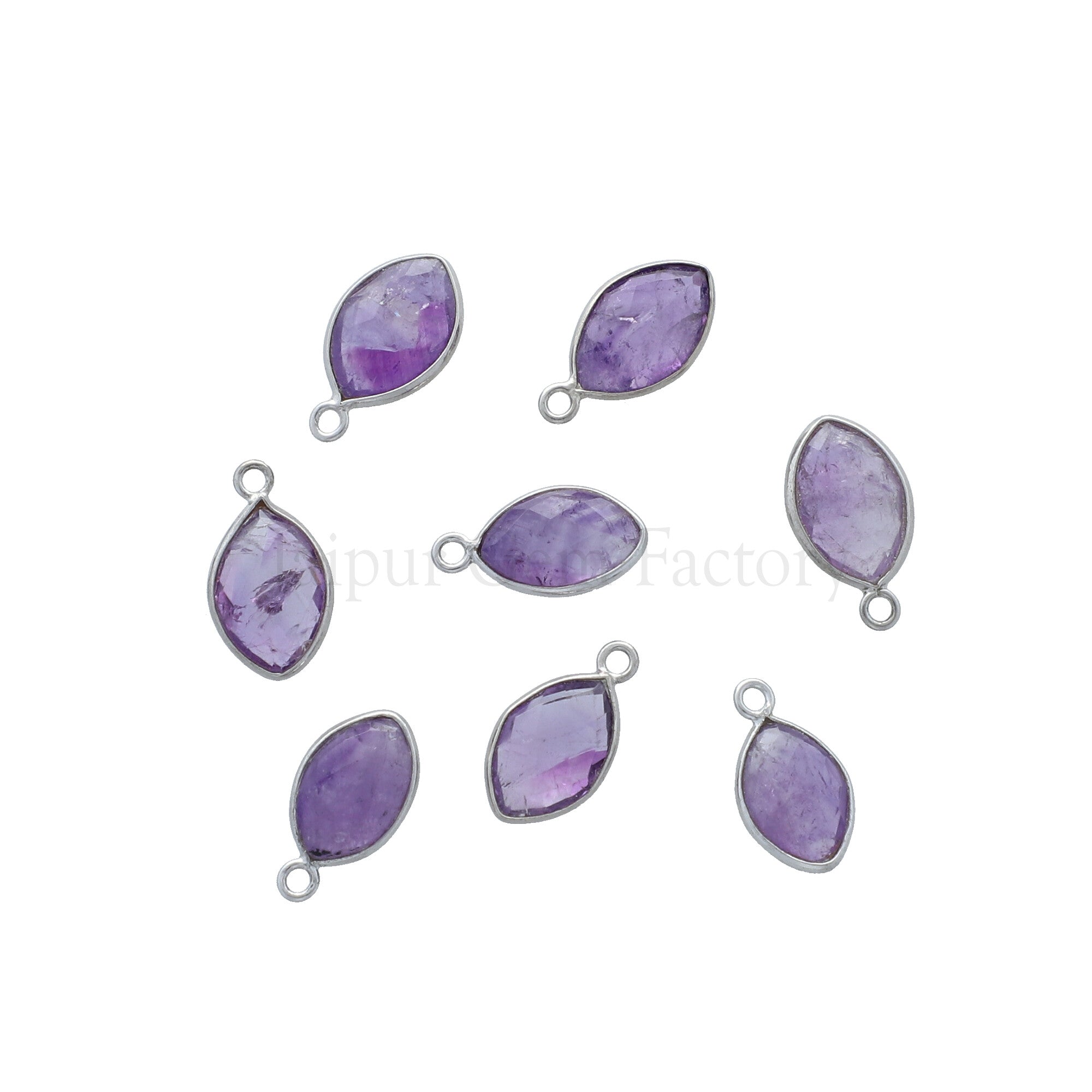 Marquise Shape Amethyst Sterling Silver Pendant