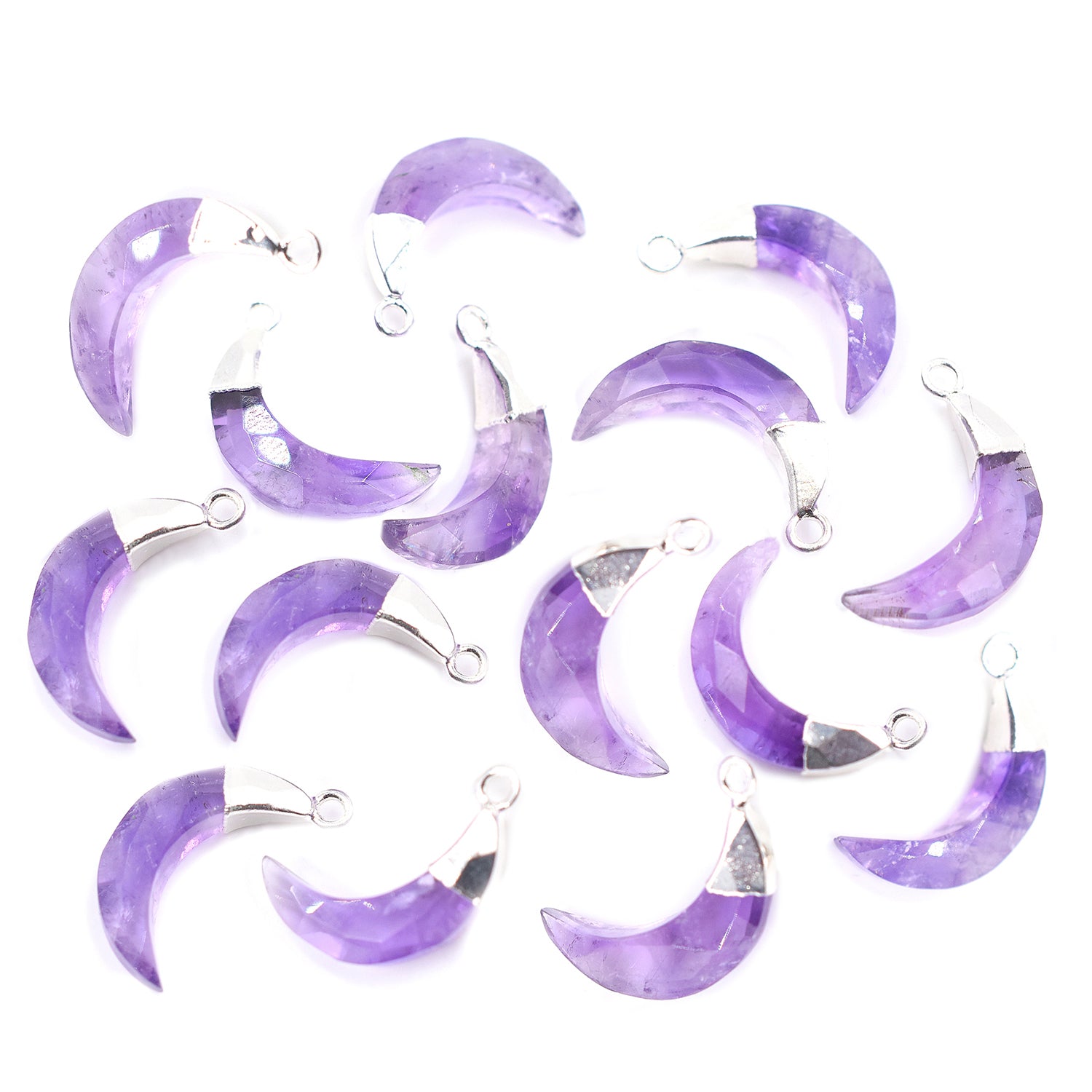 Moon Shaped Amethyst Pendant Set