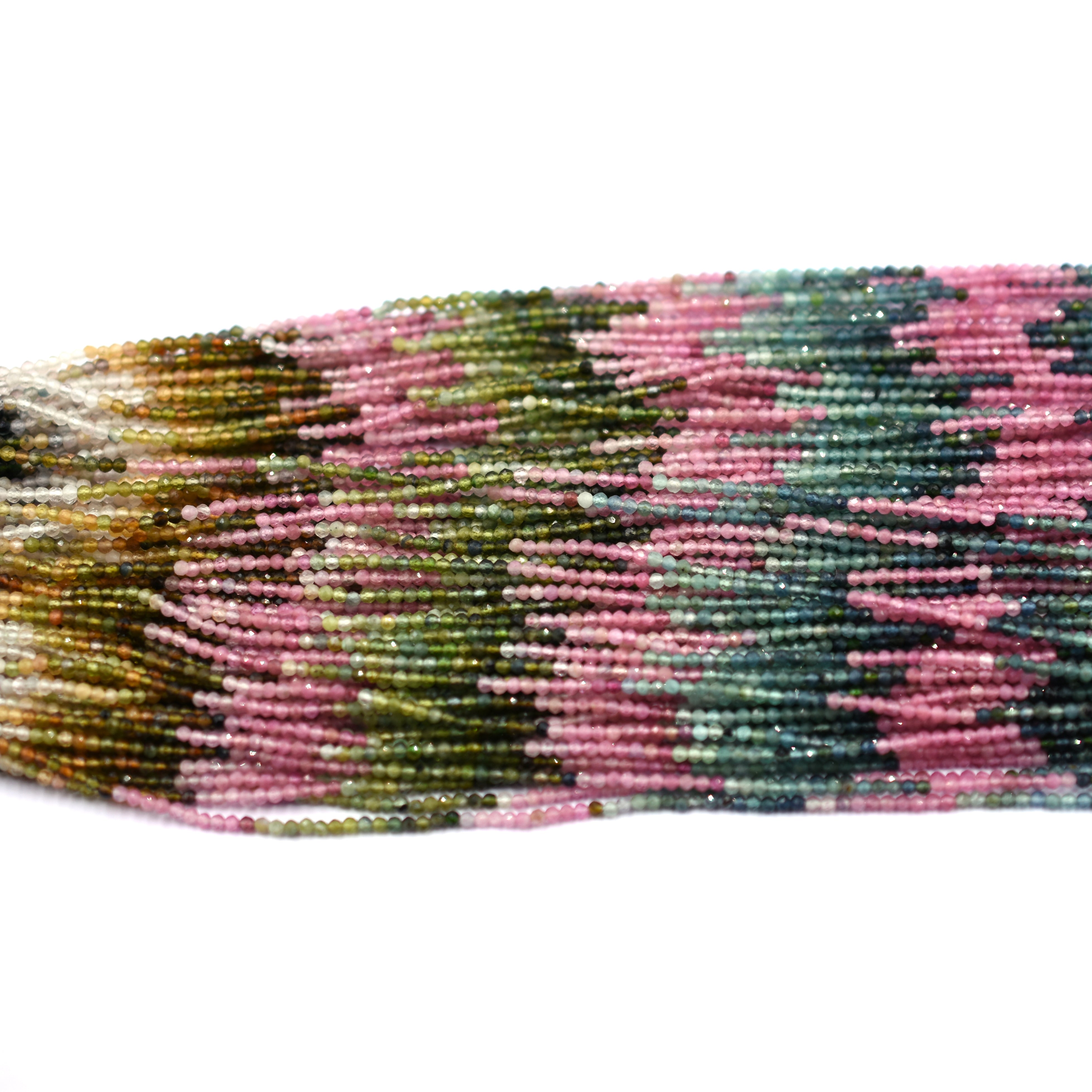 Multi Color Tourmaline Stone Faceted Rondelle Beads