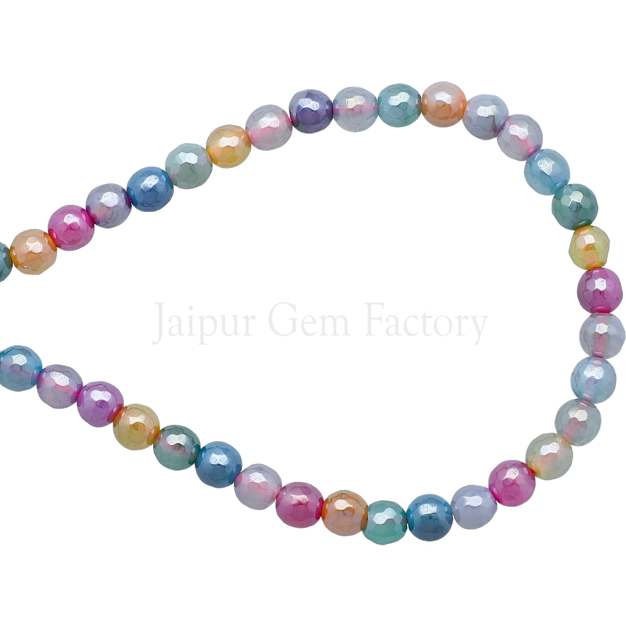 6 MM Mystic Coated Agate Faceted Round Beads 15 Inches Strand