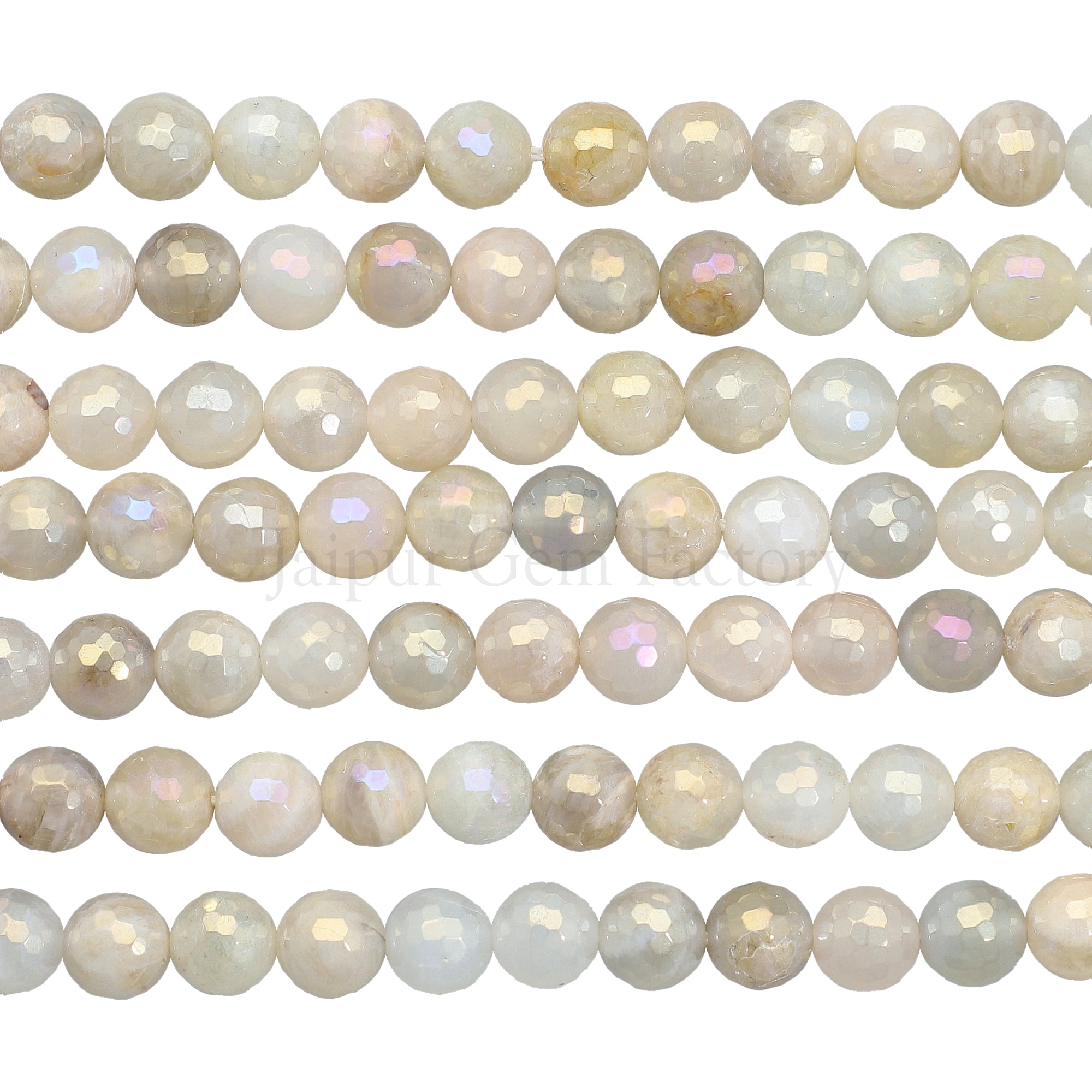 8 MM Mystic Coated Moonstone Round Beads 15 Inches Strand