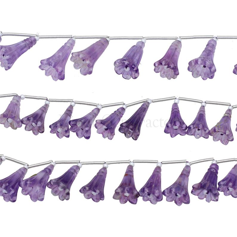 Natural Amethyst Flower Shape Gemstone Beads Strand