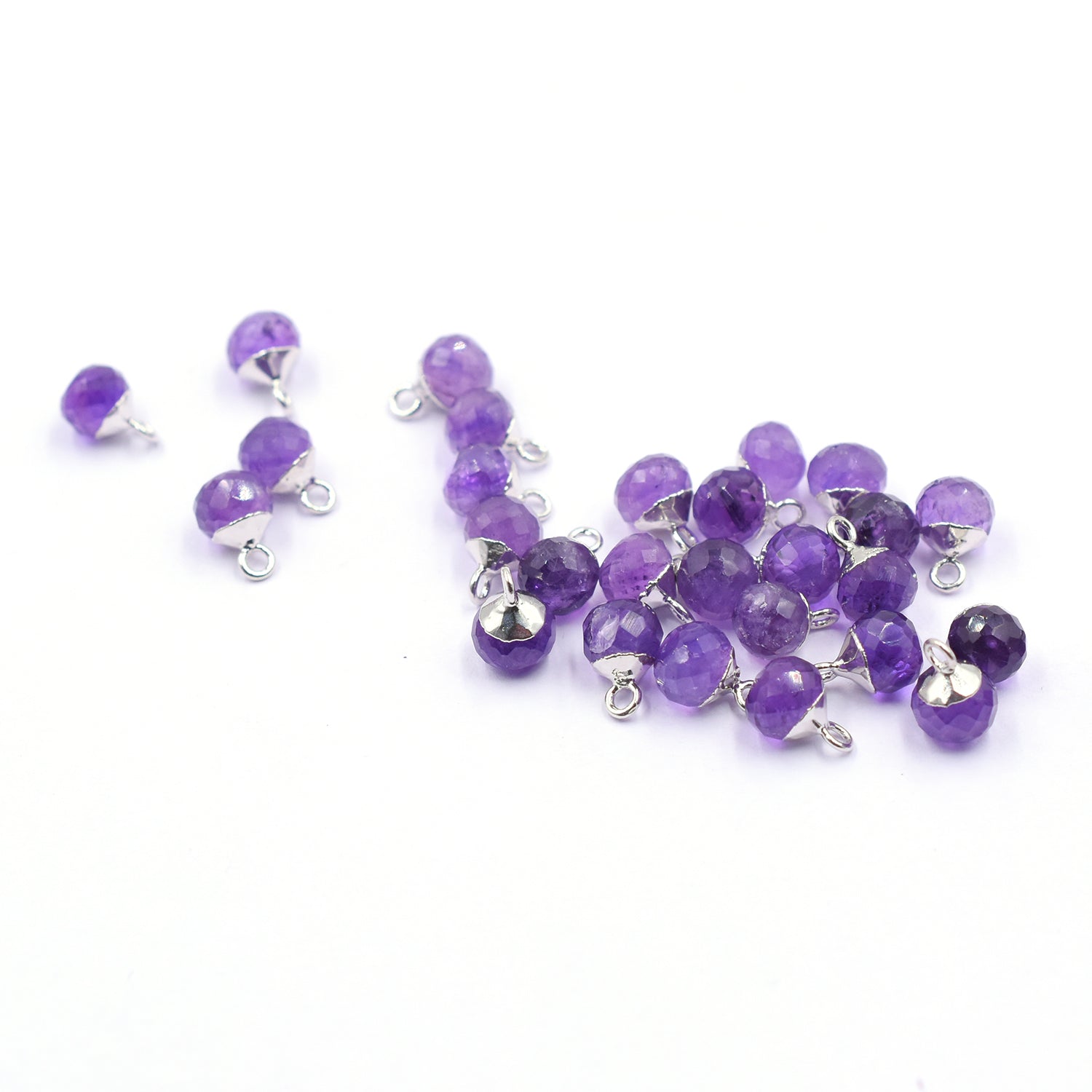 Natural Amethyst Stone Silver Pendant
