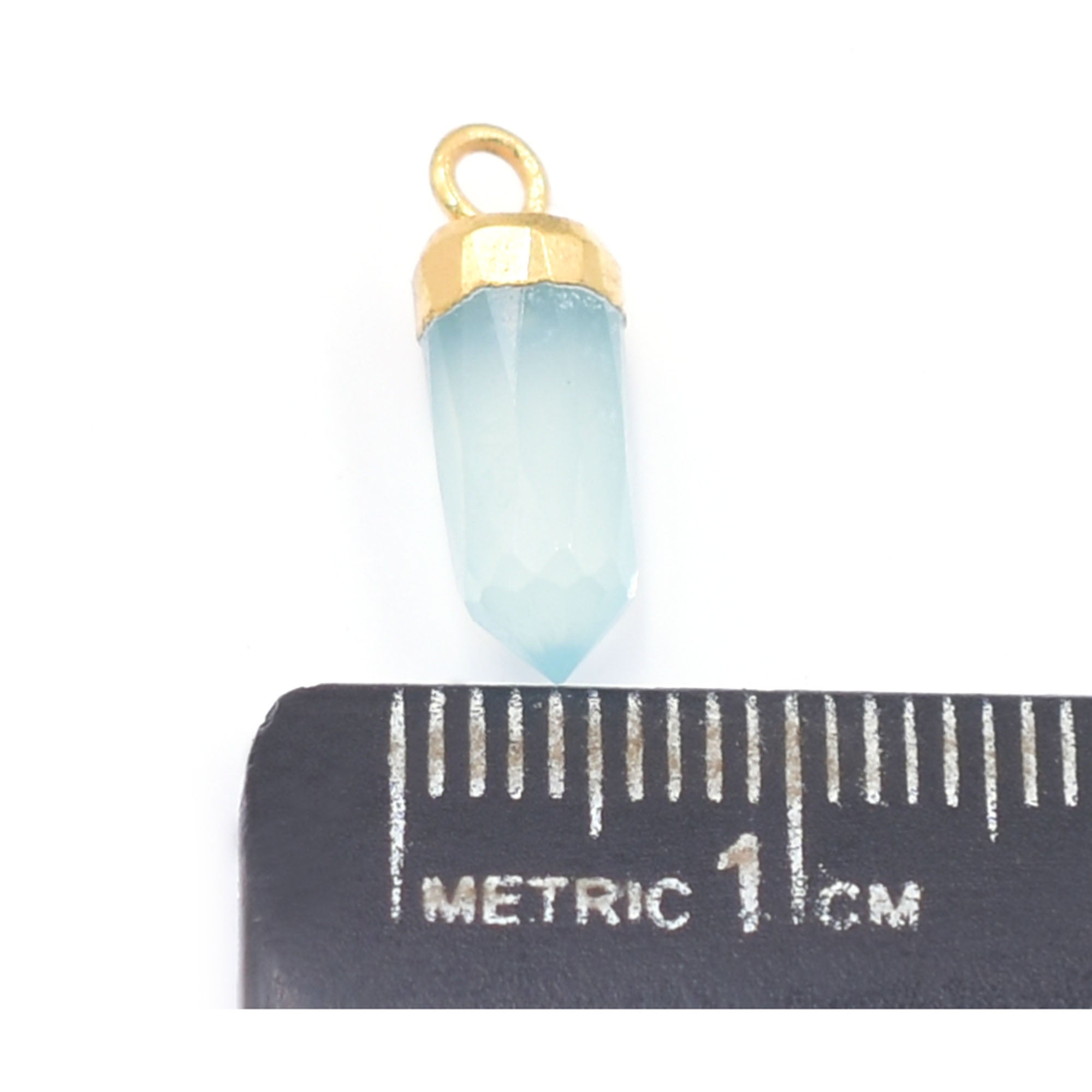 Natural Chalcedony Bullet Pendant Gold Electroplated