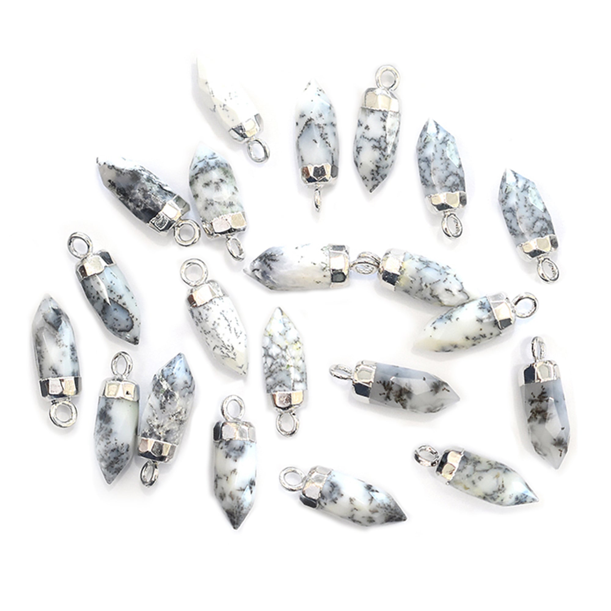 Natural Dendritic Opal Bullet Pendants for Jewelry