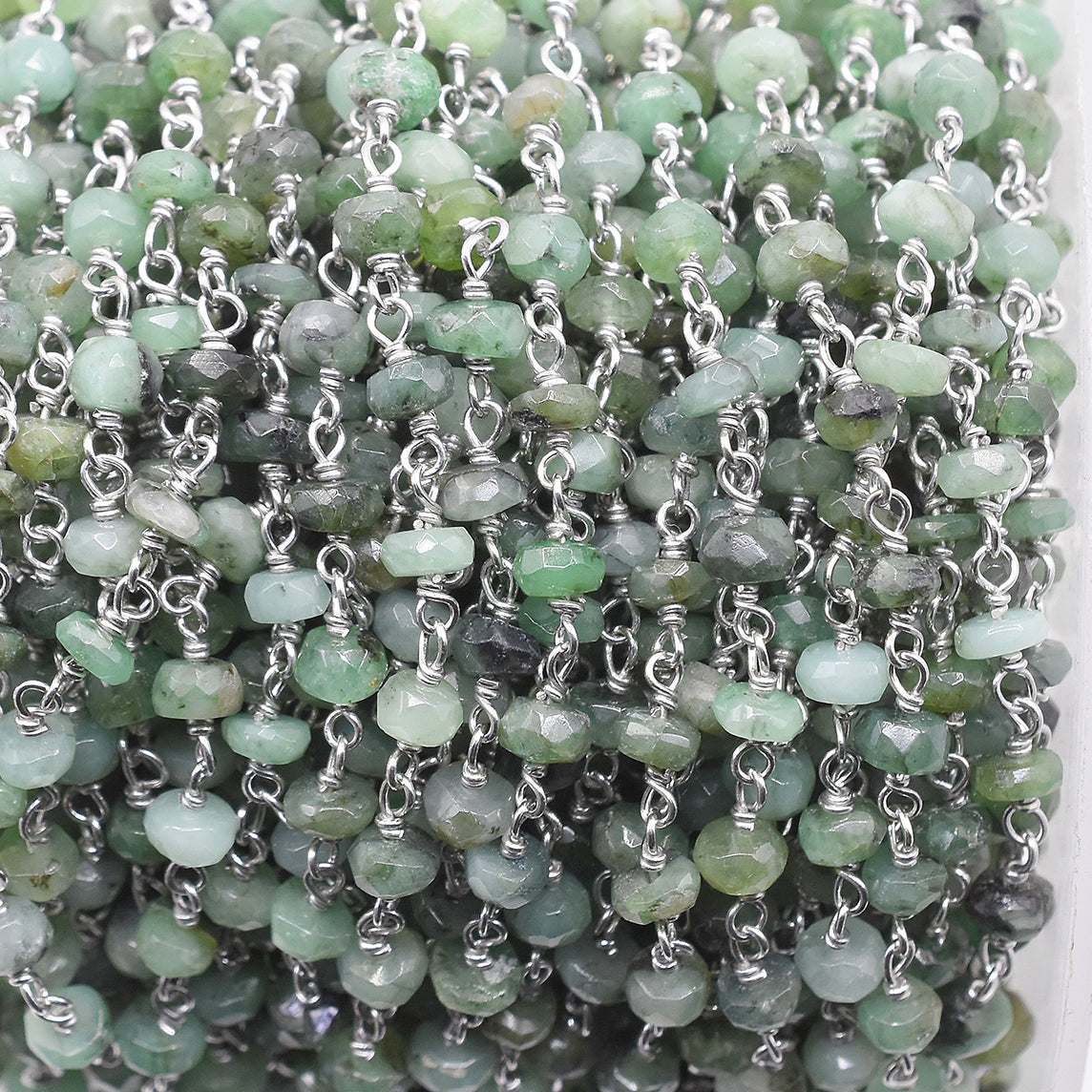Natural Emerald Stone Wire Wrapped Chain
