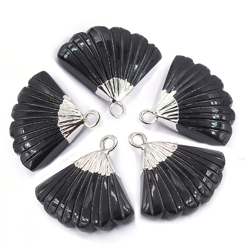 Onyx Stone Pendant Feather Design