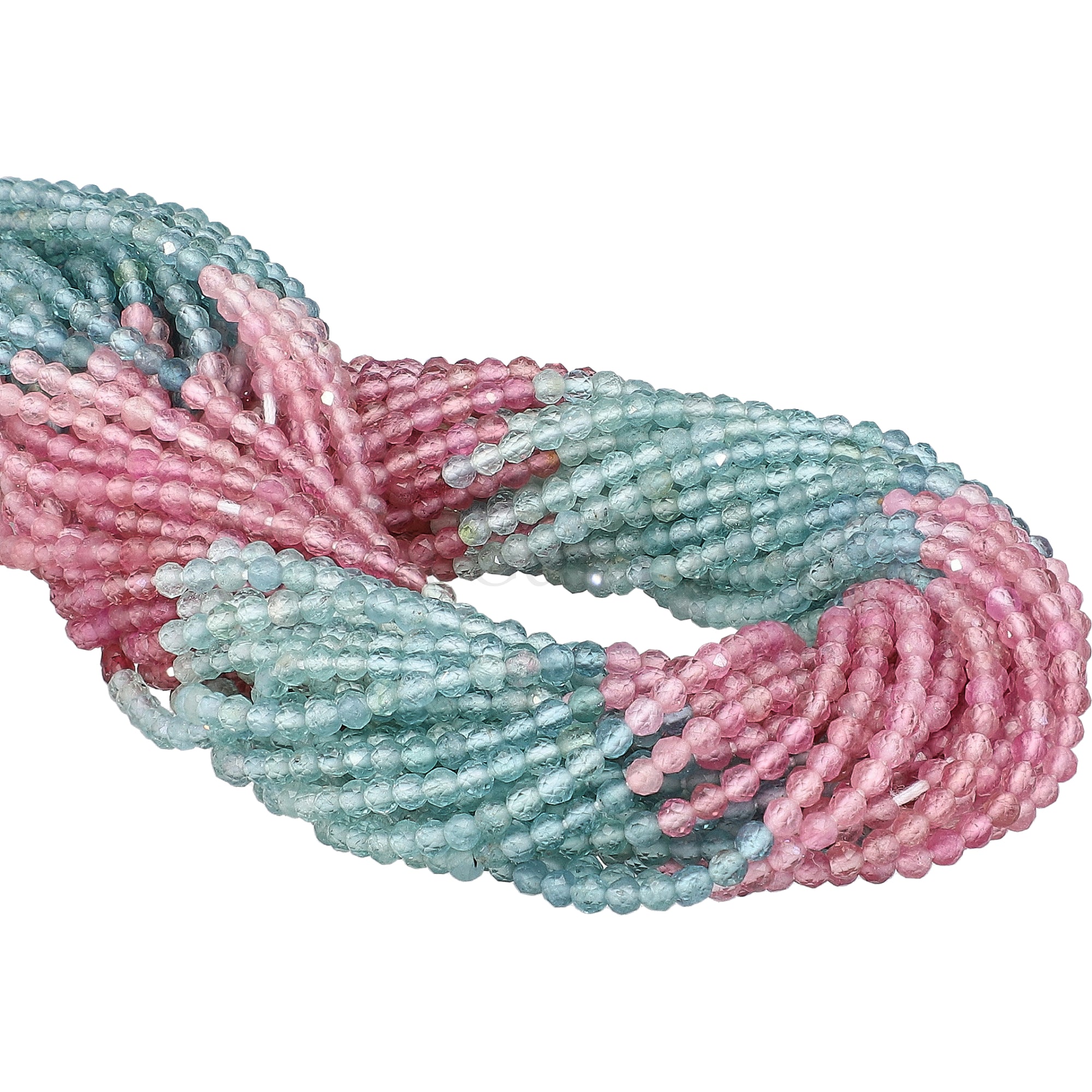 Pink and Blue Tourmaline Gemstone Beads Strand