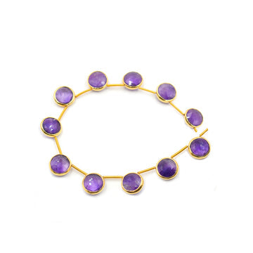Premium Amethyst Round Beads Silver Bezel