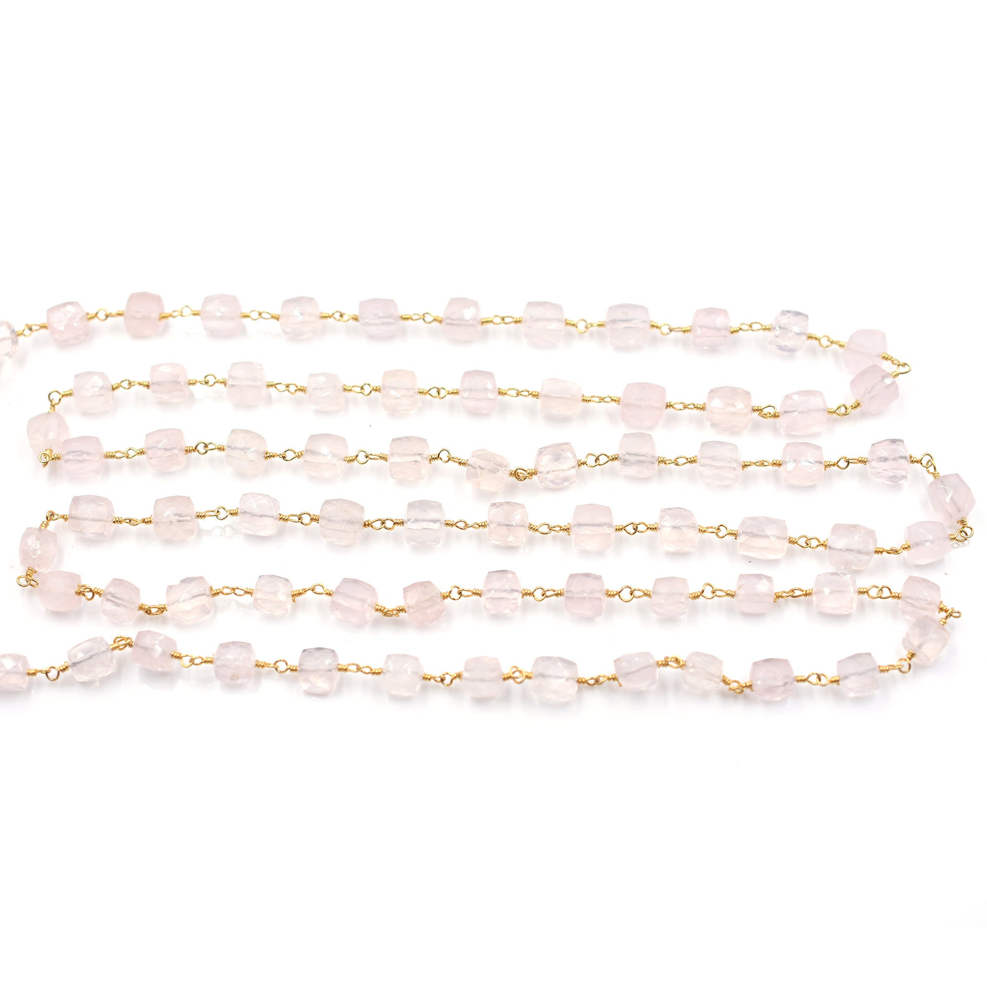 Quartz Beads Wholesale – Rose Quartz Wire Wrapped Chain