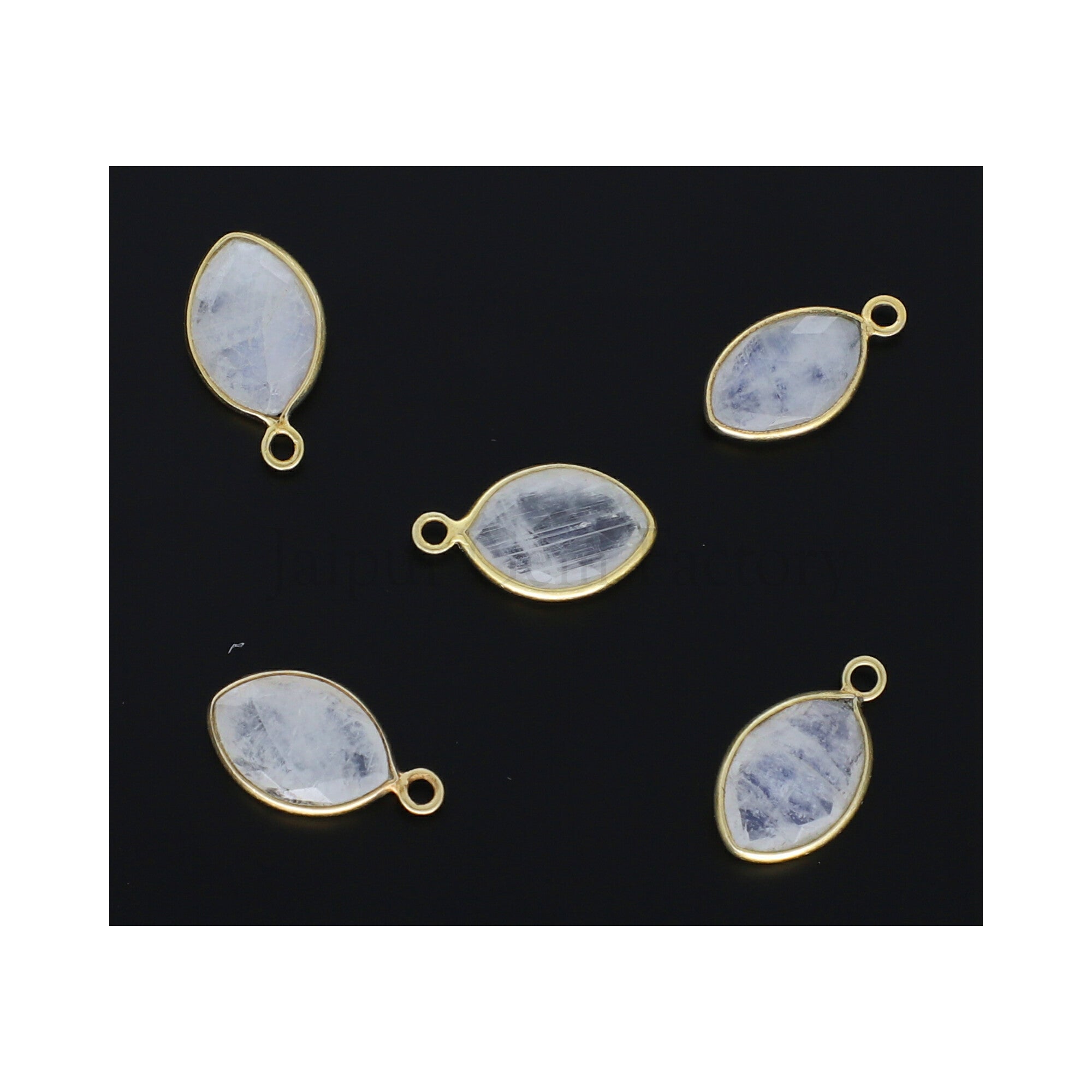 925 Sterling Silver Bezel Rainbow Moonstone Marquise Pendant