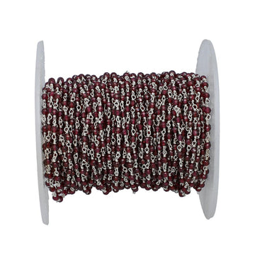 Red Garnet Faceted Rondelle Wire Wrapped Chain