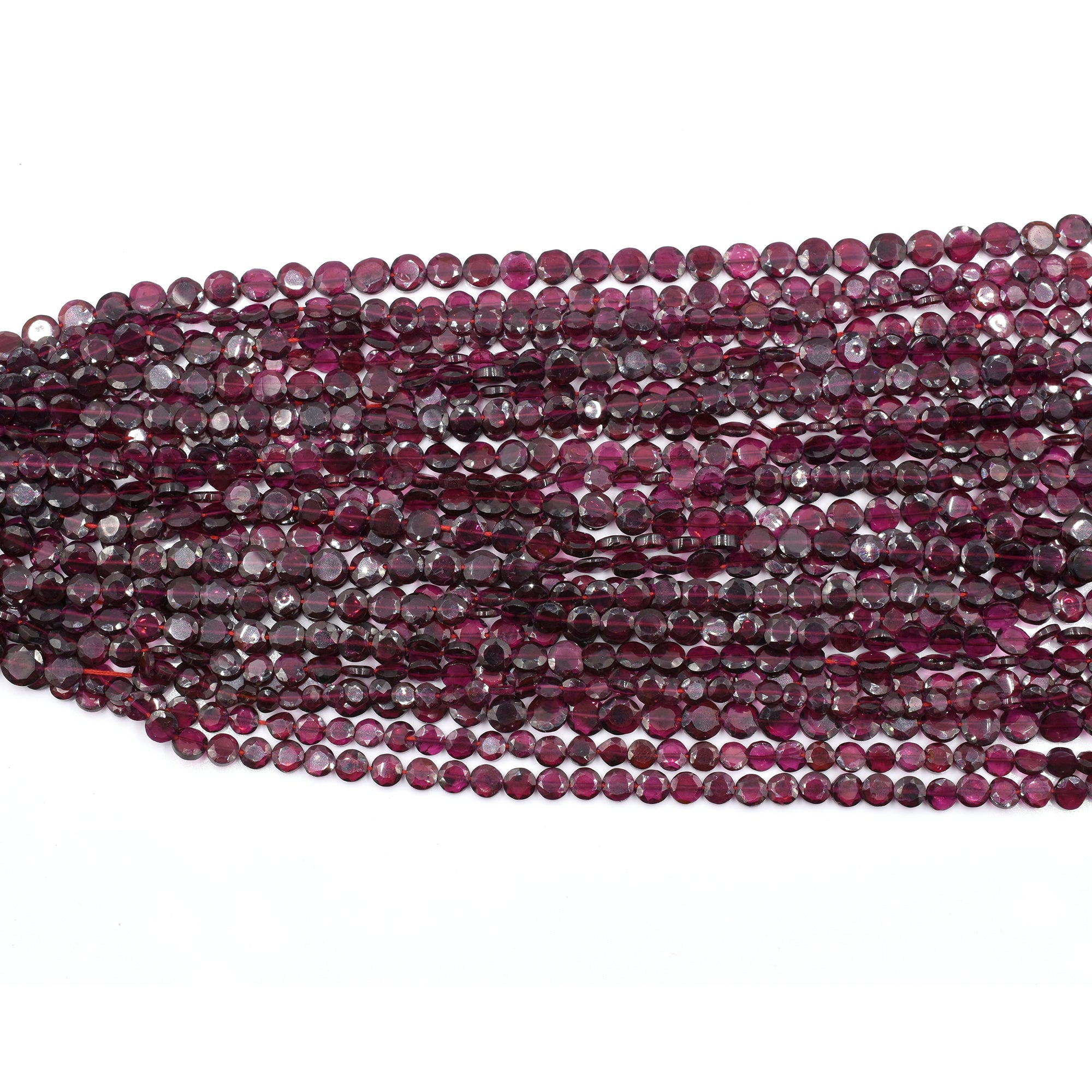 Rhodolite Garnet Gemstone Coin Beads