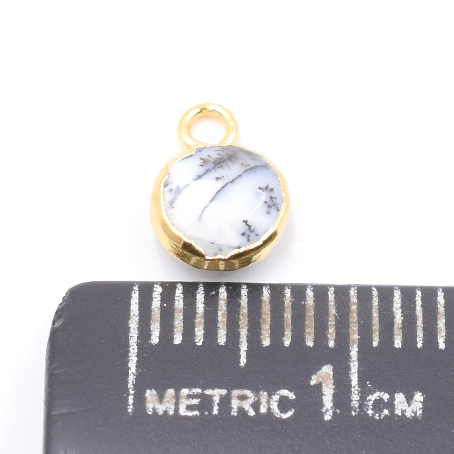 Round gold electroplated opal pendant