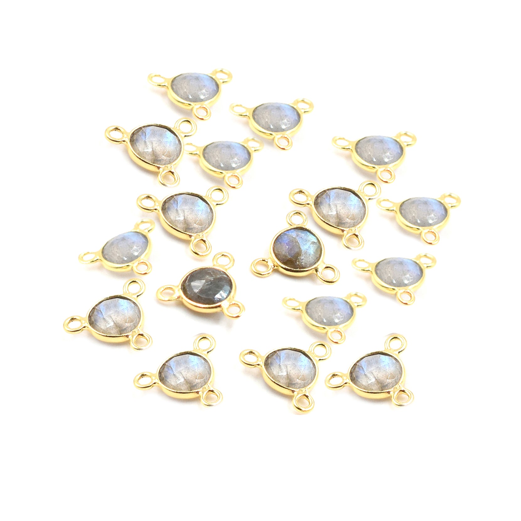 Round labradorite connector charm