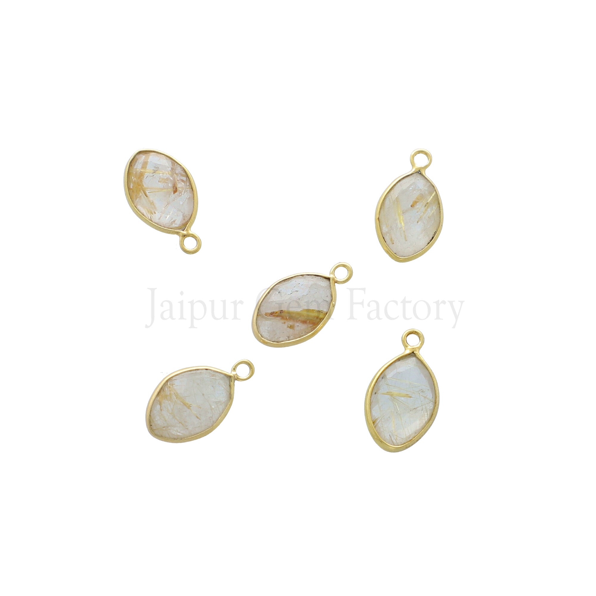Golden Rutilated Quartz Faceted Marquise Pendant