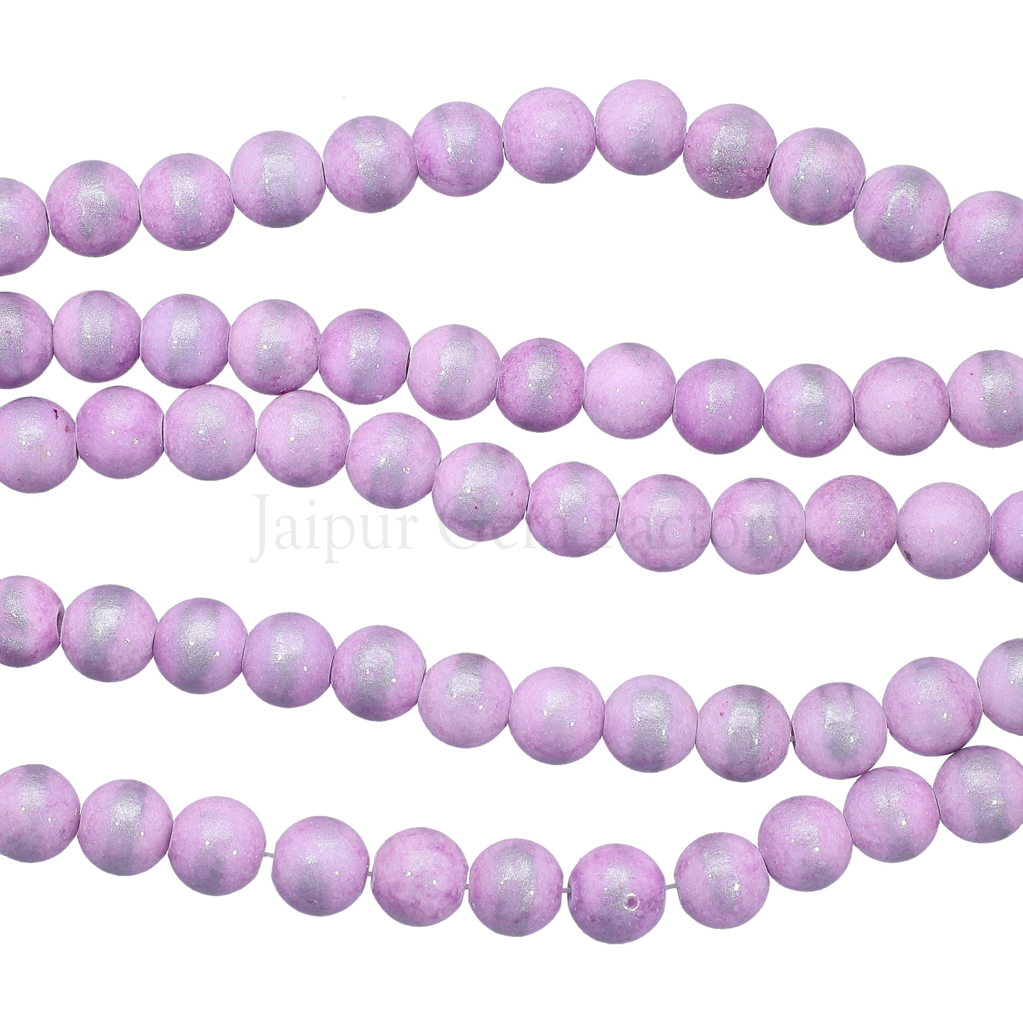 8 MM Silver Leafed Jade Smooth Round Beads 15 Inches Strand