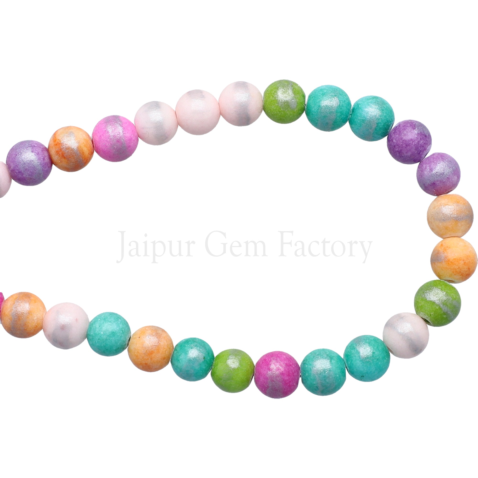 8 MM Multi Mix Color Silver Leafed Jade Smooth Round Beads 15 Inches Strand