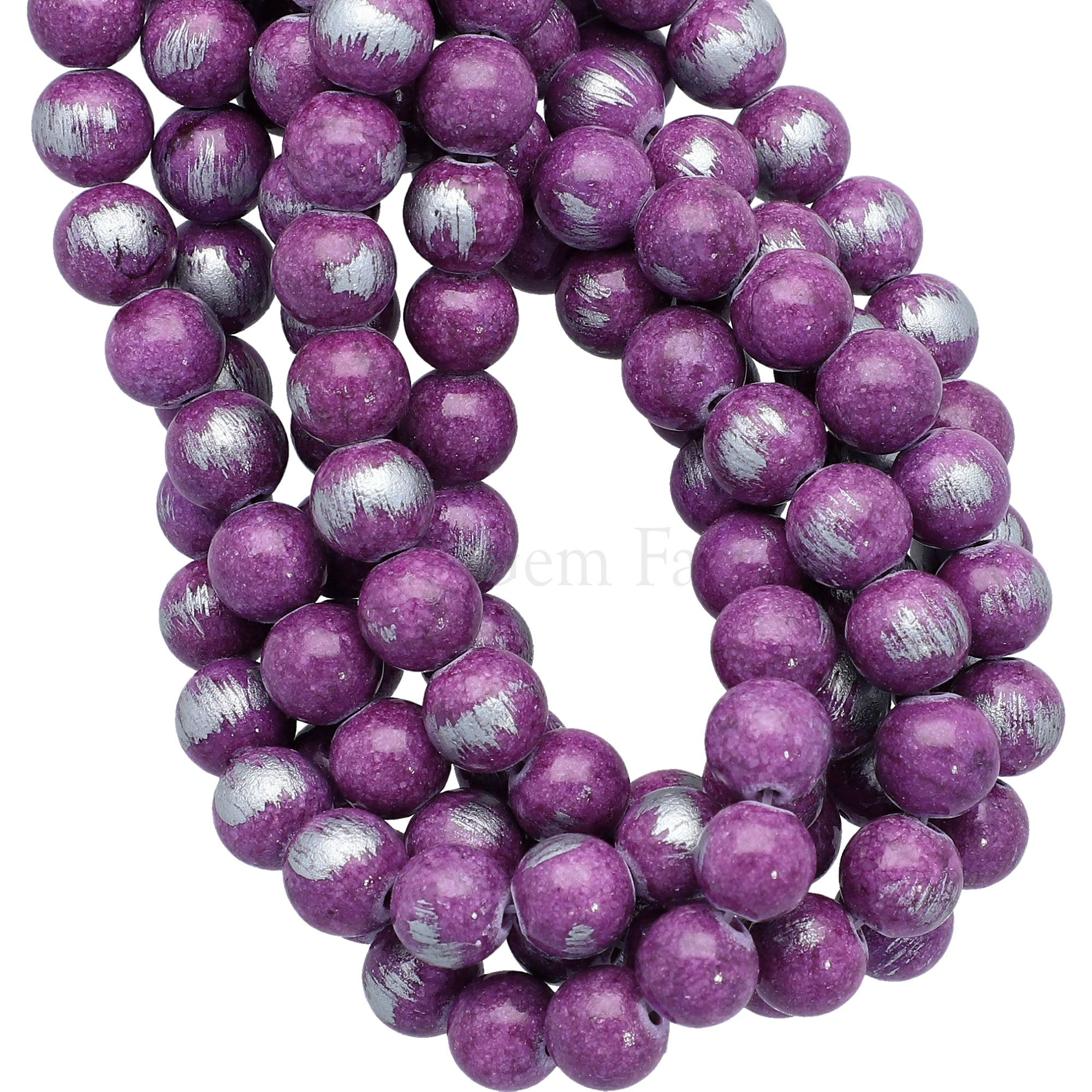 8 MM Silver Leafed Jade Smooth Round Beads 15 Inches Strand