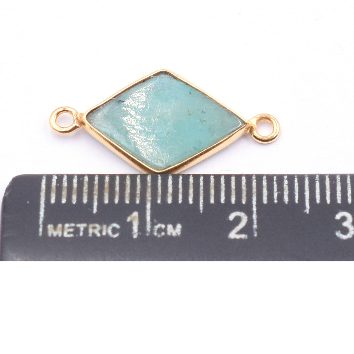 Silver Bezel Vermeil Amazonite Diamond Connector