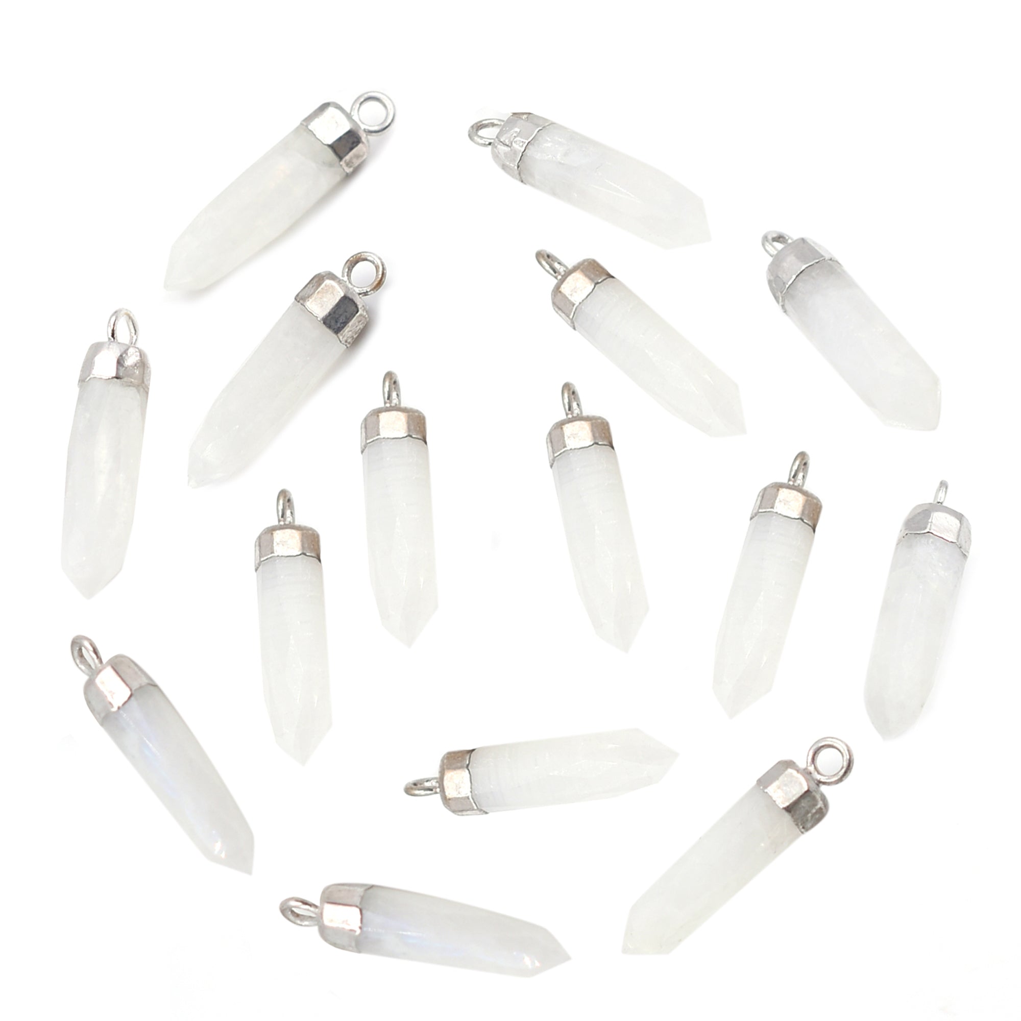 Silver Electroplated Moonstone Pendant Bullet Shape