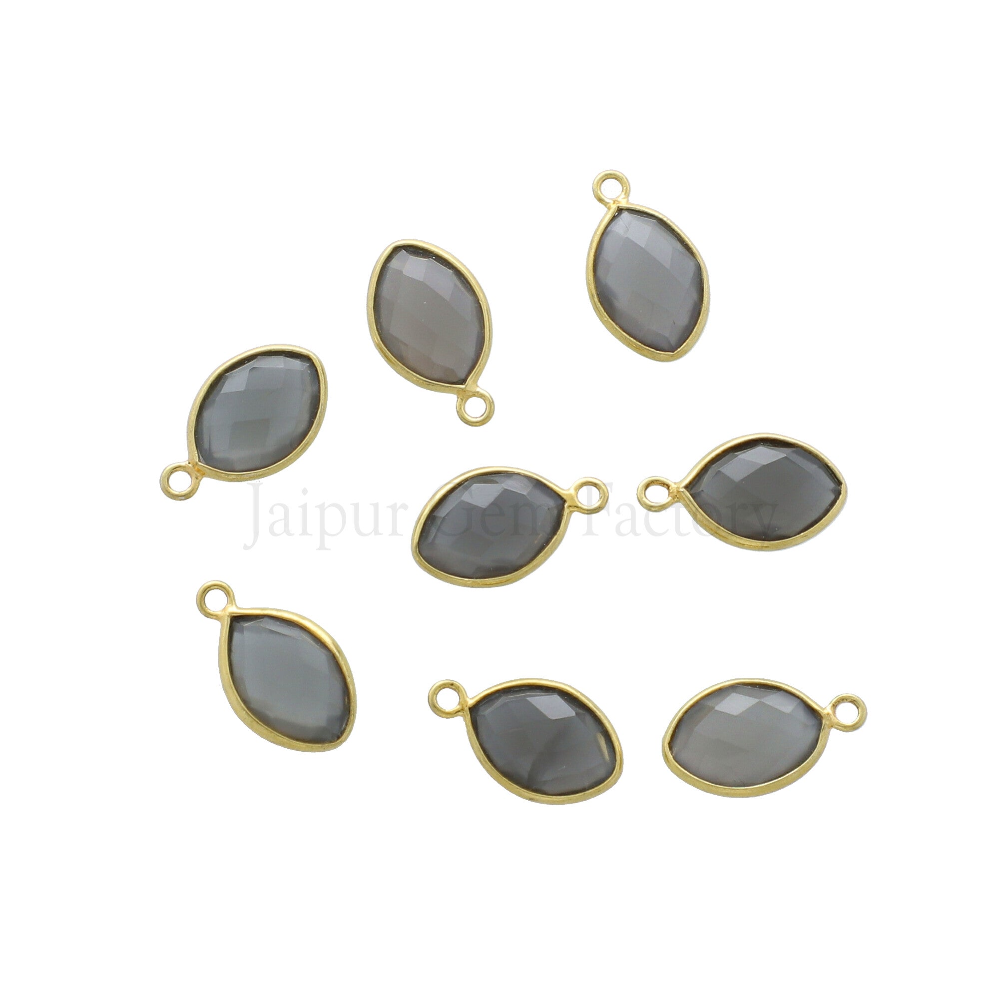 Bezel Gray Moonstone Faceted Marquise Pendant