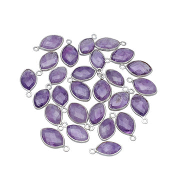 Sterling Silver Bezel Amethyst Marquise Pendant