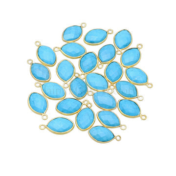 Vermeil 925 Sterling Silver Bezel Howlite Turquoise Faceted Marquise Pendant