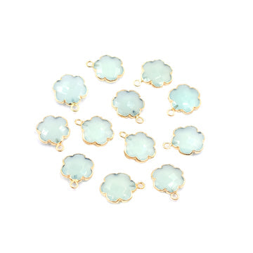 Stylish Aqua Chalcedony Gold Electroplated Pendant