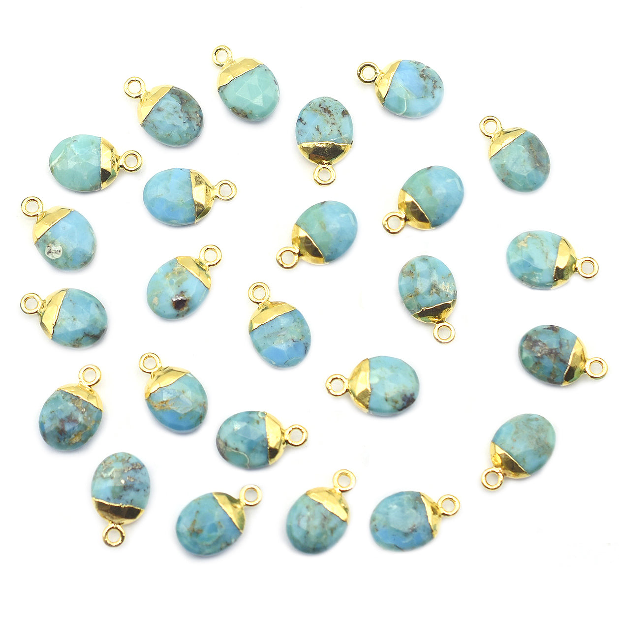 Turquoise Gold Oval Pendant Set