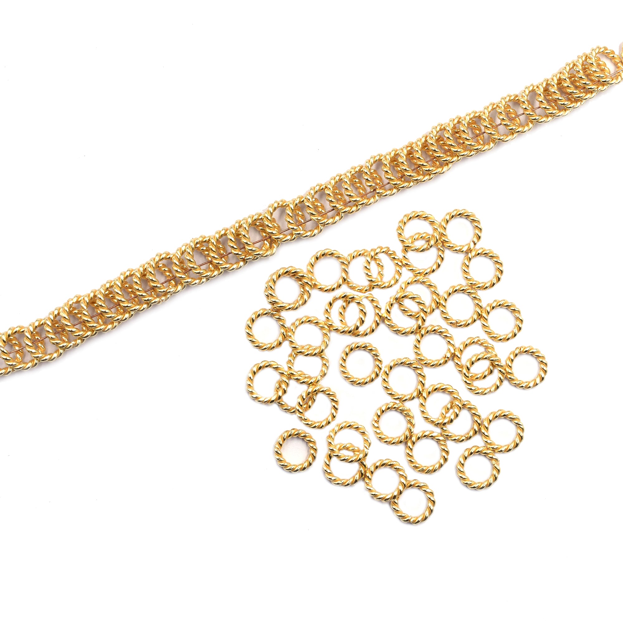 Twisted gold jump rings 10mm
