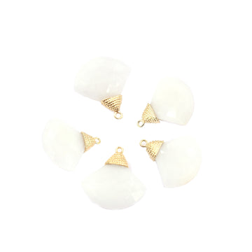 White agate feather gemstone in silver vermeil bezel